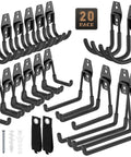 Heavy Duty Garage Hooks For Storage And Hanging Items, 20 Pack, black steel wall-mounted U and J hooks set