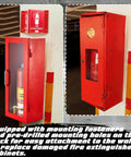 Red Steel Fire Extinguisher Cabinet Wall And Surface Mount Kit With Projecting Sign And Arrow For 10 Lb Dry Chemical Extinguishers Industrial Grade Wall Box Case For Home Shop Or Office Safety
