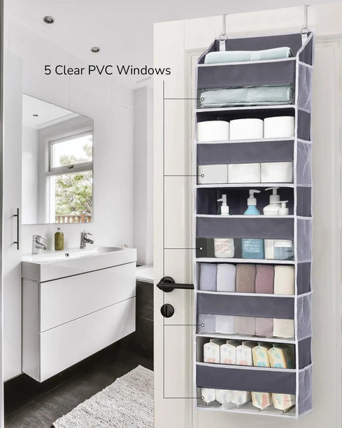 Rock Solid Over The Door Organizer With Five Roomy Compartments And Ten Ventilated Mesh Sleeves For Keeping Things Straight Heavy Duty Hanging Closet Rack For Toys Shoes And Essentials Dark Grey