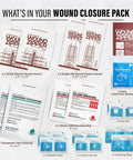 4 Pack Zip Stitch Wound Closure Devices For Quick Suture Free Repair Of Cuts And Lacerations Sterile Adhesive Butterfly Bandages For Emergency First Aid Care Stitchless Closure For Fast Healing And Safe Wound Closure packaging contents displayed