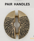 Solid Brass Circle Cabinet Pulls With Textured Dune Design And Dope Antique Gold Finish, Hand Cast Hardware For Furniture, 10 Inch Wide By 20 Inch High, Pair