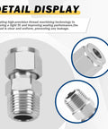 Stainless steel 304 compression tube fitting straight adapter with double ferrules, 3/8 in OD x 3/8 in NPT male, pack of 2