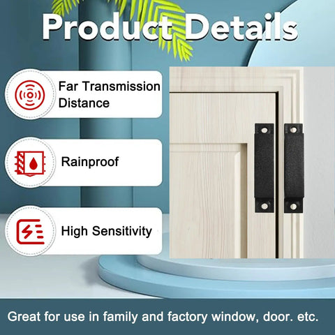 Product details of Normally Closed 12V Magnetic Reed Switch Door Sensor For Home Alarm Security System Pack Of 2 showing features.