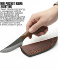 Full Tang 4.75 Inch Hunting Knife With Burlwood Handle, Slim Camping Knife Featuring Stainless Steel Drop Point Blade And Sheath