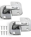 Two Piece Adjustable Pie Cut Corner Cabinet Hinge With Heavy Duty Nickel Plating And Quick Height Tuning For Smoother Door Swing and included screws.