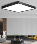 Ultra Thin 12 Inch 24W LED Flush Mount Ceiling Light 5000K Daylight White Square Surface Mount Panel Sleek Black Modern Ceiling
