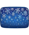 Dang Cool Canvas Storage Basket With Sparkly Winter Snowflake Pattern Heavy Duty Foldable Bin with leather handles.