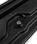 Heavy Duty Left Side Mount Tool Box For Ram 1500 Truck Bed Storage In Solid Black with latch detail, 2019 to 2021 models.