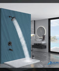 Matte Black Shower Tub Faucet Set With Pressure Balance Valve, Wall Mount Trim Kit, water flow from single spray head