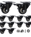 12-pack 2-inch caster wheels with brakes and mounting plates; polyurethane wheels, screws and washers included