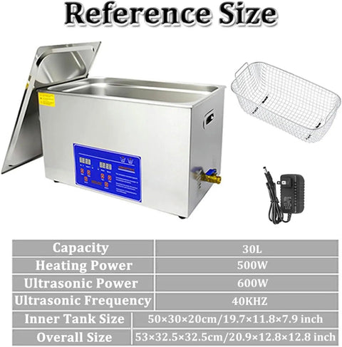 Kickass Ultrasonic Cleaner With Built In Heater And Digital Timer For Jewelry Restoration Auto Parts Degreasing Lab Descaling Heavy Duty Commercial Cleaning Tank with basket and power adapter.