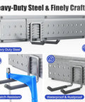 Heavy Duty 48 Inch Garage Tool Organizer Wall Mount With 10 Adjustable Hooks Holds Up To 400 Lbs in grey steel