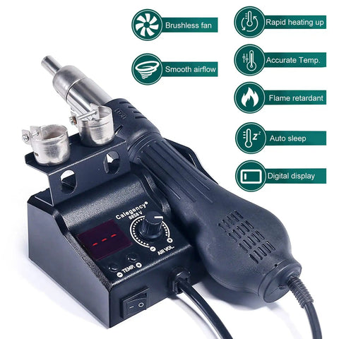 High Performance Hot Air Rework Station With Adjustable Airflow And Digital Soldering 100-480 C Heat Range SMD Desoldering
