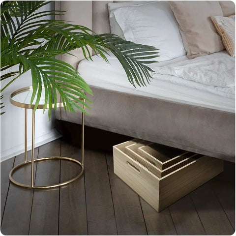 Three Piece Unfinished Wood Crates Organizer Bins For Pantry Closet And Arts Crafts Storage under bed near side table