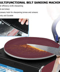 2-In-1 Mini Sander For Wood, Metal, Stone, 6-Inch Disc Plus 1.2x15-Inch Belt, 100W High Power, 8000 RPM Handy Portable Sander with sparks