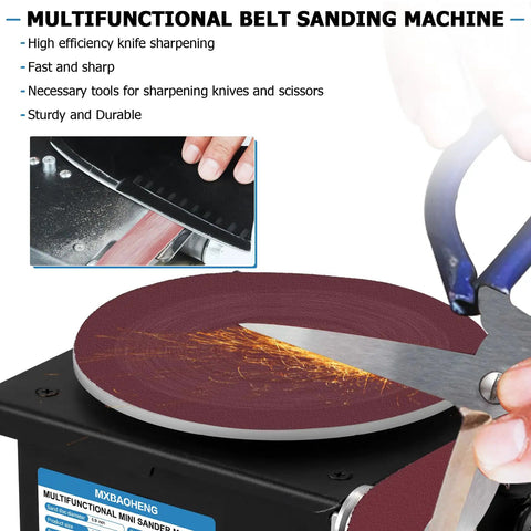2-In-1 Mini Sander For Wood, Metal, Stone, 6-Inch Disc Plus 1.2x15-Inch Belt, 100W High Power, 8000 RPM Handy Portable Sander with sparks