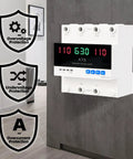 63A 2P Dual Power Automatic Transfer Switch For Generator And Backup Power With LED Display 110V 50 Hz And 60 Hz Adjustable Auto Manual Switching For Reliable Power Transfer. front view