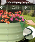 Raised Garden Bed Kit 4x2x1 Ft Beefed Up Galvanized Planter Box With Safety Edging For Outdoor Gardens, showing safety edging and flowers.