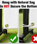 Correct and incorrect way to hang Heavy Duty Archery Backstop Net 5 By 10 Feet With Rope And Hooks Portable Arrow Catcher