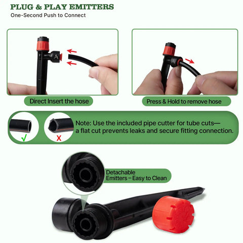 230-Foot All-In-One Drip Irrigation Kit With One Half Inch And One Quarter Inch Quick Connect Tubing, Plug-And-Play Emitters