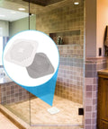 3 Pack 5.5 Inch Silicone Drain Covers With Strong Suction Bases Flat Square Hair Catchers For Showers And Kitchen Sinks Reusable Gray Strainers displayed in modern bathroom setting.