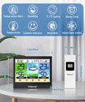 Wireless Indoor Outdoor Weather Station With Thermometer Hygrometer Dew Point And Heat Index Touchscreen LCD Display