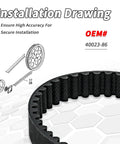 Installation drawing for Golknha Drive Belt Replacement For 86-94 Harley Davidson Softail Heritage with OEM# 40023-86.