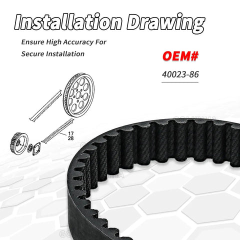 Installation drawing for Golknha Drive Belt Replacement For 86-94 Harley Davidson Softail Heritage with OEM# 40023-86.
