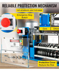 Heavy Duty Electric Wire Stripper Machine 370 Watt High Speed Cable Cutter showing emergency stop button and protective cover.