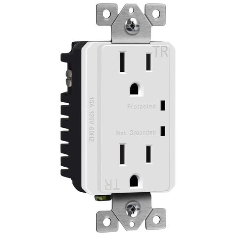 Surge Protector Receptacle With Grounding Indicator And Tamper Resistant Safety, 900 Joule Rating With Up To 1500 Joules Surge Protection