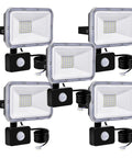 Heavy Duty Motion Sensor Outdoor Lights 30W LED Flood Lamp 2400 Lumens Super Bright 6500K Daylight IP67 waterproof 5 pack view