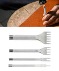 Heavy Duty Chisel Set Built To Last With Heat Treated High Temp Prongs and Precise Flat Spacing for punching leather crafts.