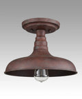Vintage Retro Rustic Metal Barn Semi Flush Mount Ceiling Light With Rust Finish Industrial Barn Style Fixture for Living Rooms Hallways Entryways