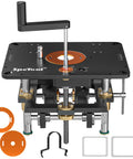 Beefy Heavy Duty Aluminum Router Lift Kit For 1.25 HP 2.25 HP And 3.25 HP Routers with 9.25 x 11.75 inch table insert plate