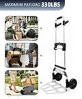 Heavy Duty Folding Hand Truck With Slick Telescoping Handle And Smooth Rolling Wheels Zero Fuss Portable Dolly Cart for easy moving with 330 lb load limit.