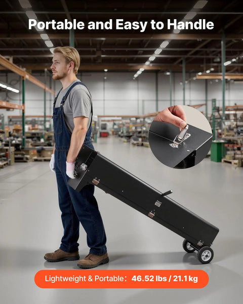VEVOR Electric PVC Conduit Heater for 1/2 to 4 inch pipes shown being carried, emphasizing portability and easy handling.