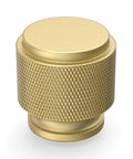 Close-up of a brushed gold knob from Six Pack Brushed Gold Cabinet Knobs And Pulls Set For Kitchen Cabinets And Dresser Drawers Heavy Duty.