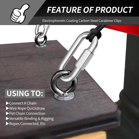 15 Pack Heavy Duty Chain Hooks Quick Links In 304 Stainless Steel One Quarter Inch Locking Carabiners Anti Rust Chain Connectors