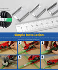 Open Snap-On 5 by 8 Inch Metal Buckle Seals Pack for Strapping, installation guide, strapping tool, and steel seals.