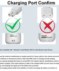 Charging port confirmation for Waterpik flosser models WP360 WP450 WP462. Displays compatible and incompatible connectors.