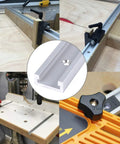 T Slot Track Aluminum Rail For Woodworking Jigs And Router Tables 400mm Long With 4 Screws shown in various workshop setups