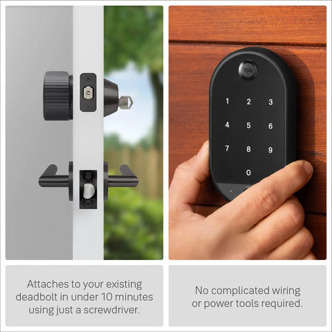 Premium Locked In WiFi Smart Lock Featuring Fingerprint Access And Keypad Touch For No Sweat Upgrades To Your Existing Front Door Deadbolt Setup In Sharp Black