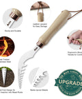 2 Pack Hand Weeder Set With L Shaped Crevice Tool And Curved Tip Weeder Heat Treated Steel Blades And Ash Wood Ergonomic Handles Garden And Lawn Weed Pullers For Easy Root Removal In Beds Patios, featuring ergonomic handle and blade details