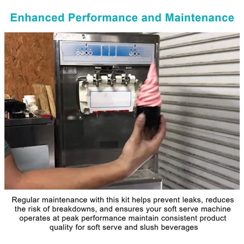 Tune Up Kit For Soft Serve Machines 336 338 339 754 774 791 794, FT X49463 4 1 Parts Compatible For Easy Maintenance And Peak Performance And Smooth Scoops For Home Use And Commercial Kitchens With Quick Install And Durable Build. soft serve machine maintenance kit in use