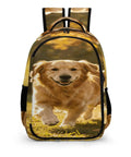 Autumn Running Golden Retriever Printed Backpack For Everyday Use Unisex Large Capacity Daypack Made From Breathable Durable Polyester