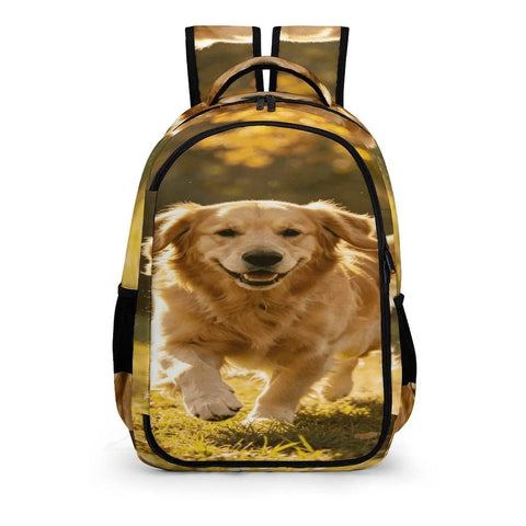 Autumn Running Golden Retriever Printed Backpack For Everyday Use Unisex Large Capacity Daypack Made From Breathable Durable Polyester