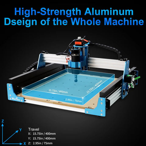 Beefy All Metal 3 Axis CNC Router Engraver With Steel Wheel Milling, 500W Trimmer And Linear Rail Driven, Working Area 15.75 X 15.75 X 2.95 In