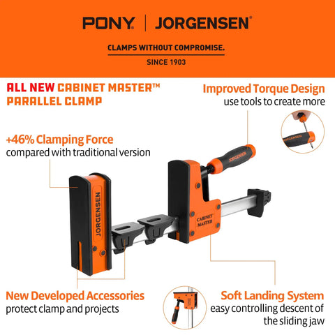 Heavy Duty 12 Inch Parallel Bar Clamps Two Pack Built Like A Tank Steel Tool With Quick Release Handle And Rubberized Pads For Cabinet Build Furniture Fix Zero Warp Cutting Board Task, featuring improved torque design and accessories.