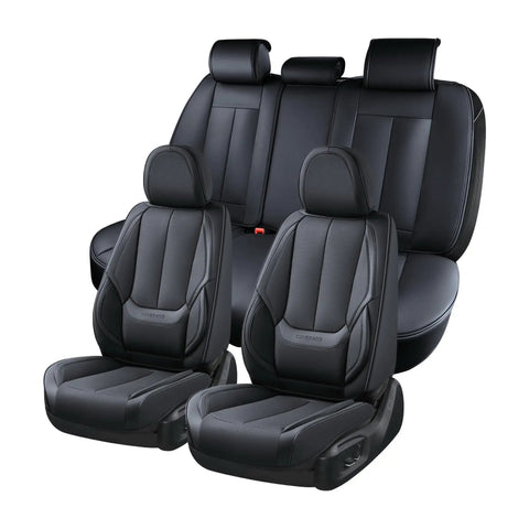 Premium Full Seat Cover Set For Cars All Five Seats Waterproof Nappa Leather Front And Rear Car Seat Protector With Lumbar Support Universal Fit