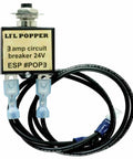 3 Amp 24V Push Button Circuit Breaker For Furnace Control Boards With Temporary Reset Fuse visible with attached wires